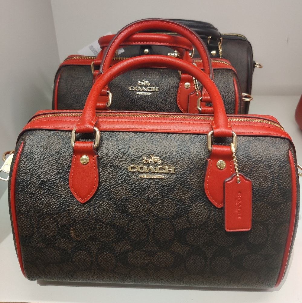 New! Coach Rowan Satchel in Brown/Red